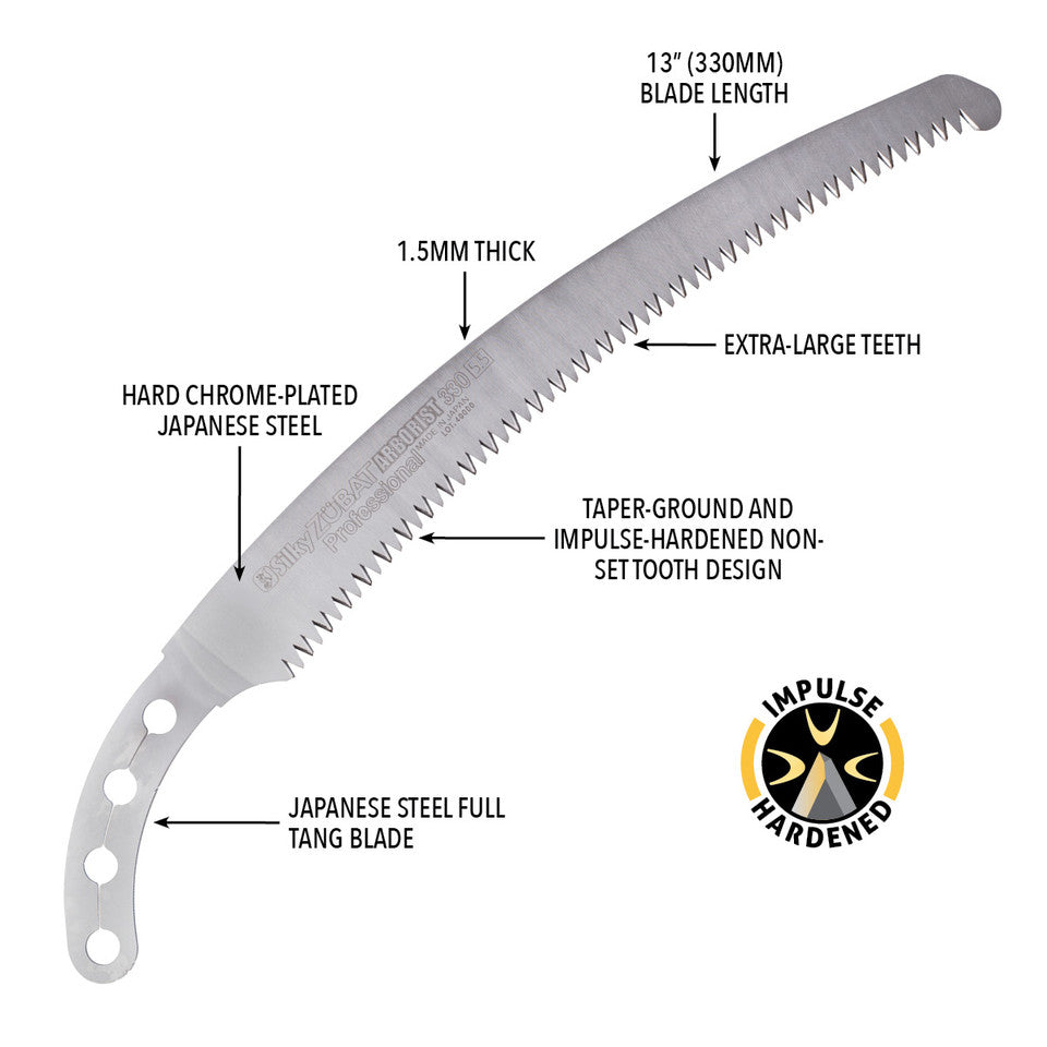 Silky Zubat Arborist Pro Hand Saw 330 - Curved - XLarge Teeth (722-33)